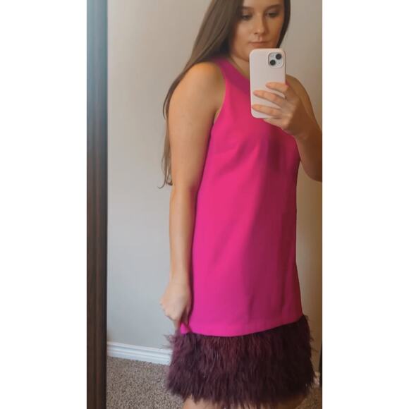 Trina Turk NWT Magenta Feather Shift Dress - Picture 8 of 11